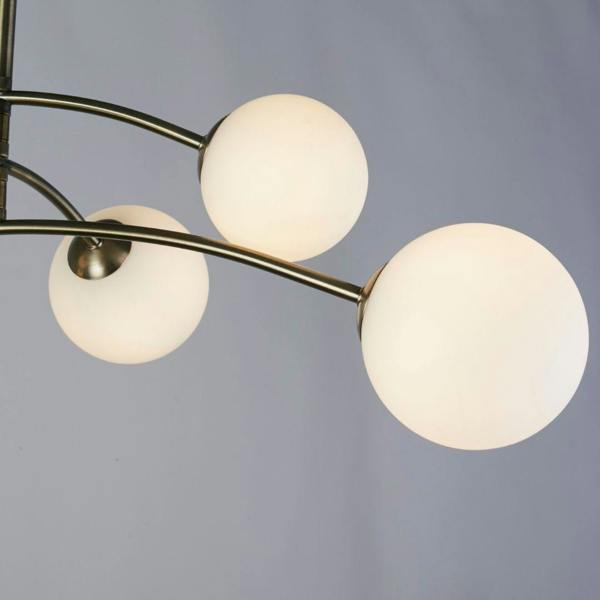 Pagazzi Lighting Ellison 6 Light Antique Brass & Frosted Glass Semi-Flush Ceiling Light