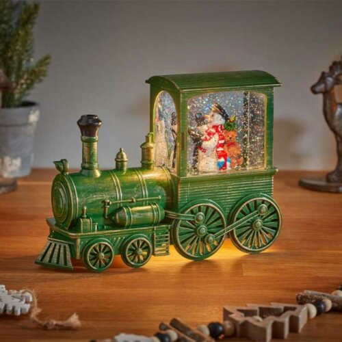 Samuel Alexander 17cm Battery Operated Frosty All Aboard Snow Swirling Christmas Lantern