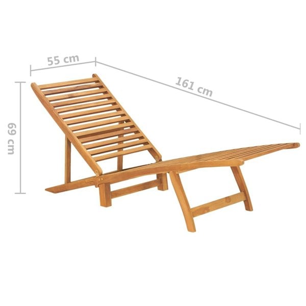 Berkfield Sun Lounger Solid Teak Wood