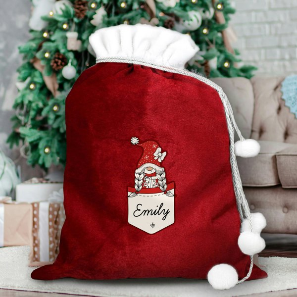 Personalised Memento Company Personalised Gonk Family Red Christmas Sack - Girl