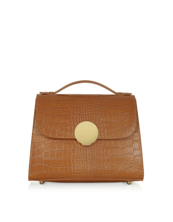Le Parmentier Bombo Croco Top-Handle Satchel Bag - Cognac