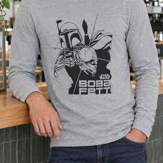 Onomato! Star Wars Boba Fett Men's Long Sleeve T-Shirt Size 2XL Grey