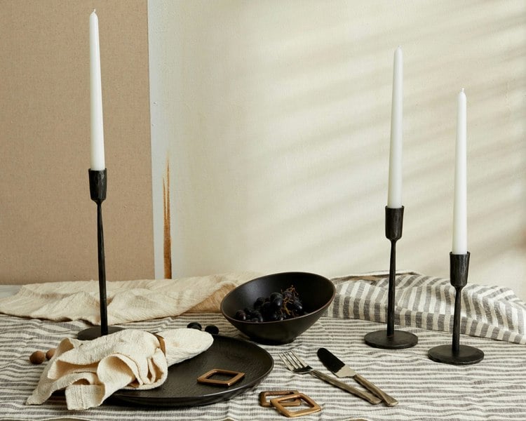 Rustic Black Iron Candle Holders Set of 3 pieces from What a Host Home