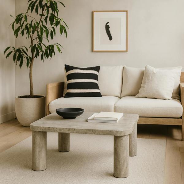 Wyld Haus Frankfurt Square Light Oak Effect Coffee Table Rounded Corners