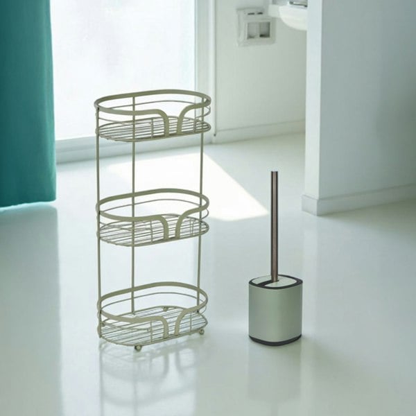 Showerdrape Sage Green Bathroom Accessory Set Floor Caddy with Toilet Brush and Holder