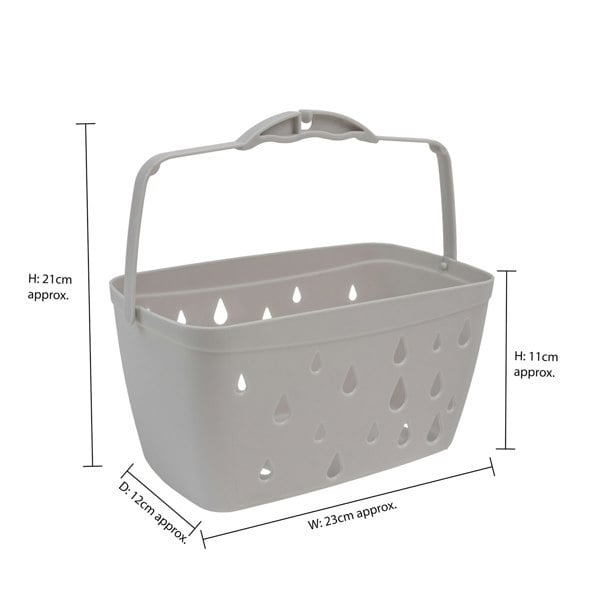 JVL Plastic Hanging Peg Basket, Grey