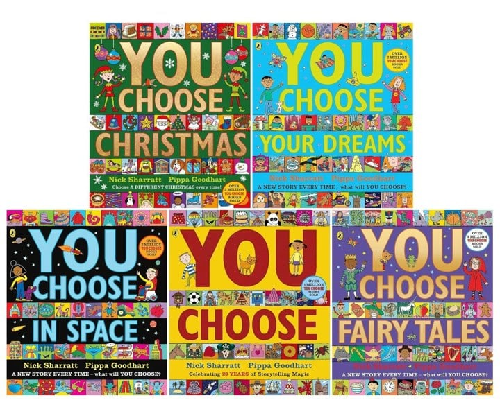 You Choose Series 5 Books Children's Collection Set by Pippa Goodhart and Nick Sharratt (You Choose, Dreams, Fairy Tales, Space, Christmas)