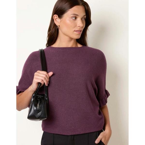 Blue Vanilla Knitted Frill Sleeve Batwing Jumper