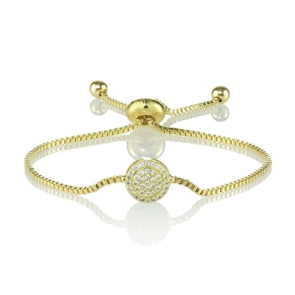 Gold Celestial Disc Bracelet with Cubic Zirconia Stones - namana.london