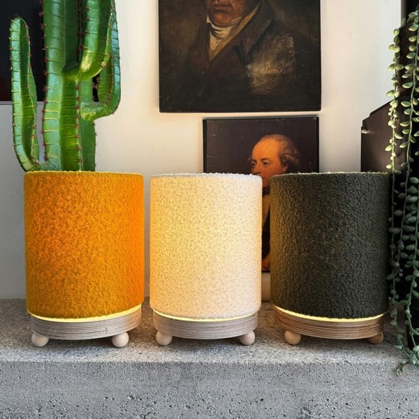 Boucle Cordless Lamps - 3 Colours Available. Neutral Buttermilk, Warm Toffee Brown and Rich Thyme Green