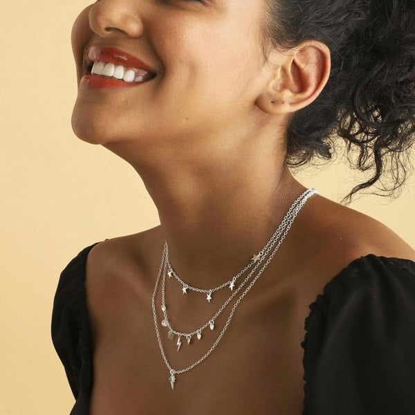 Star Gaze Triple Layer Night Sky Necklace Silver - Lila Rasa