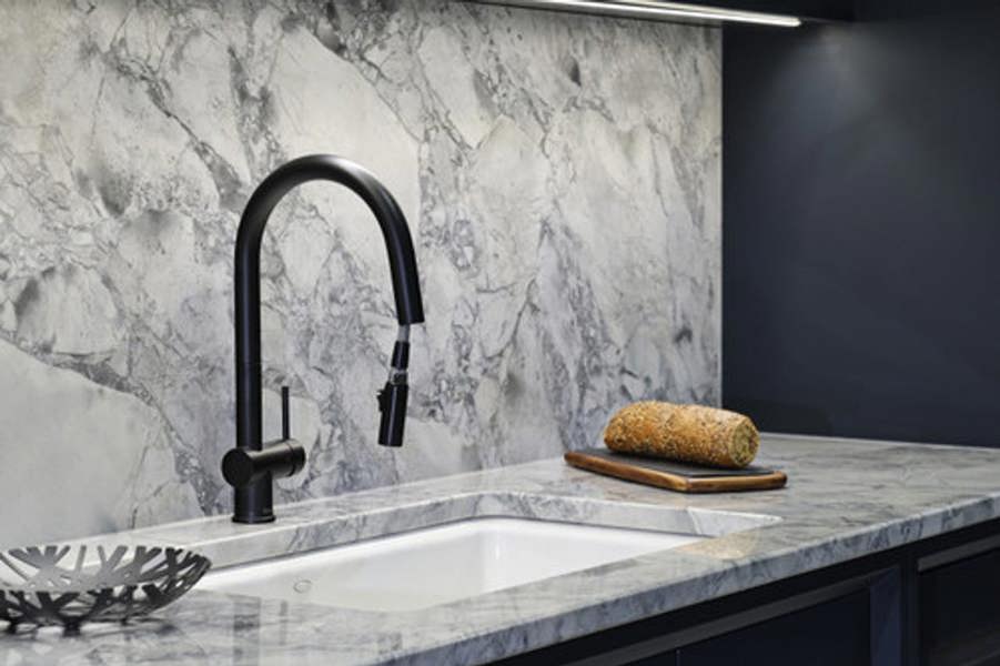 Riobel Azure Mixer with Pull Down Spray Matt Black Kitchen Tap