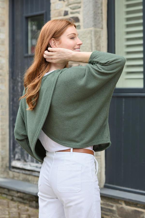 Penny Batwing Crossover Jumper Laurel Green