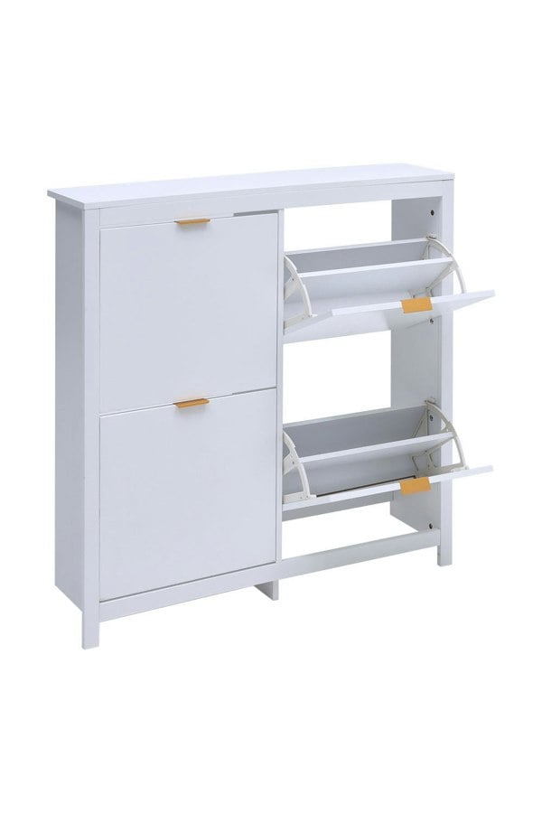 Living and Home Flip Down Wood Shoe Cabinet in White