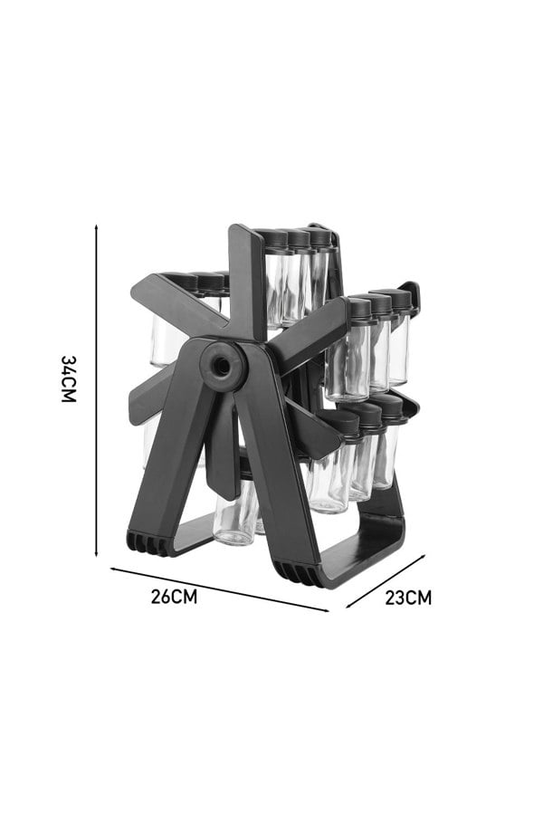 Living and Home 360° Rotating Spice Rack Ferris Wheel Storage Organizer with 18 Glass Seasoning Bottle