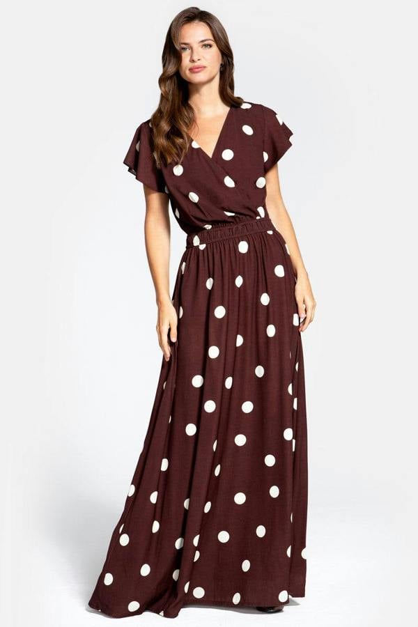 HotSquash Mock Wrap Chiffon Maxi Dress