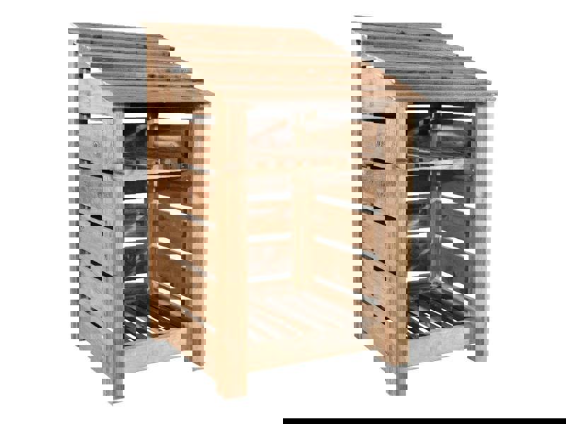 Arbor Garden Solutions Slatted Wooden Log Store With Shelf W-79cm, H-126cm or 180cm, D-88cm - Brown Finish