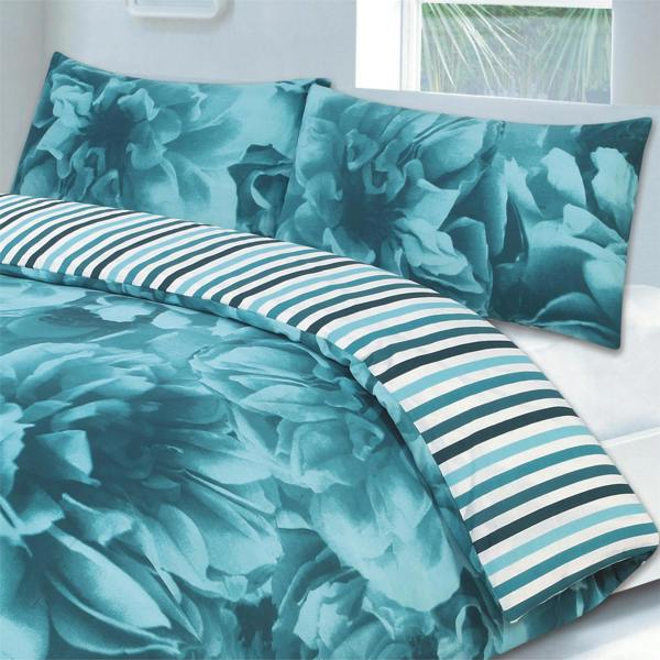 Rose Teal Duvet Cover Set