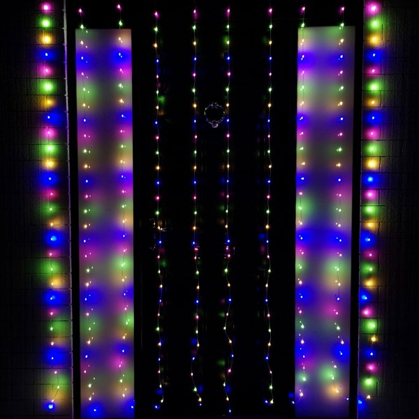 Samuel Alexander 2.1m 300 LED Indoor Outdoor Party Curtain Christmas Lights in Multi-Coloured