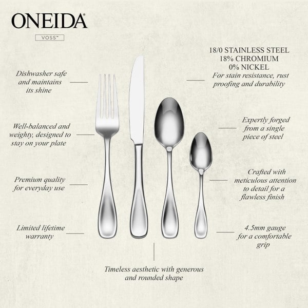 ONEIDA Voss 24 Pieces Cutlery set- Stainless Steel - 6 Person Place Setting