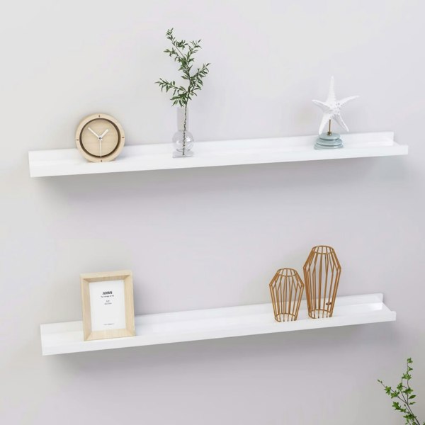 Berkfield Wall Shelves 2 pcs High Gloss White 80x9x3 cm