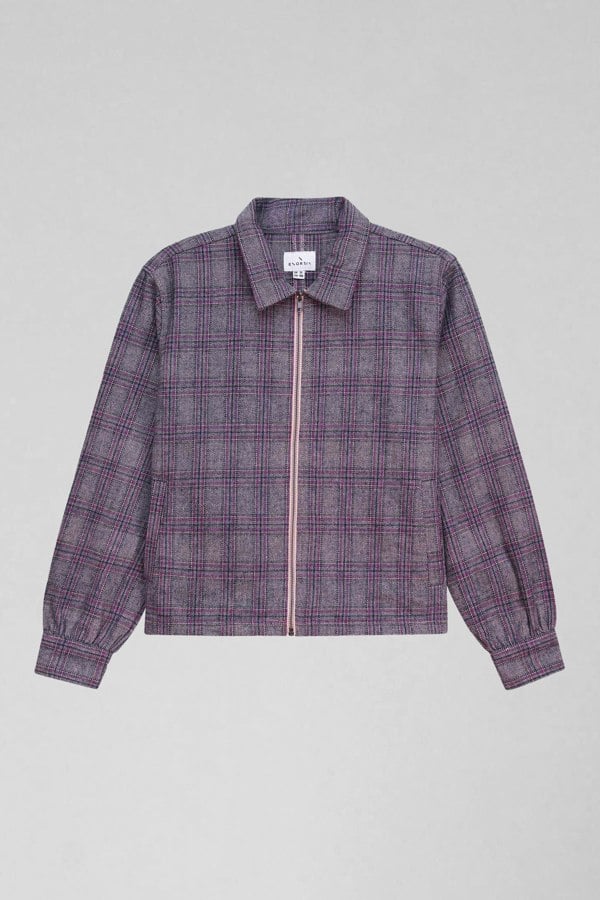 ENORSIA Multicoloured Yarn Dyed Check Cropped Jacket