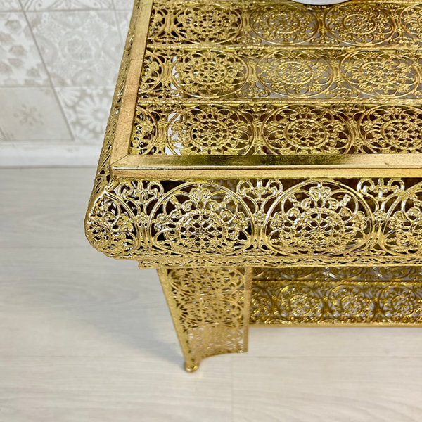 Downton Interiors Light Gold Embossed Metal Coffee Table / TV Stand - Agadir Range