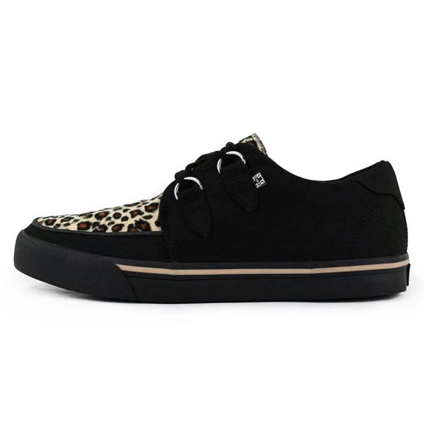 TUK Footwear TUK Pointed Creeper Sneaker Black Leopard Canvas Platform Shoes - A9180