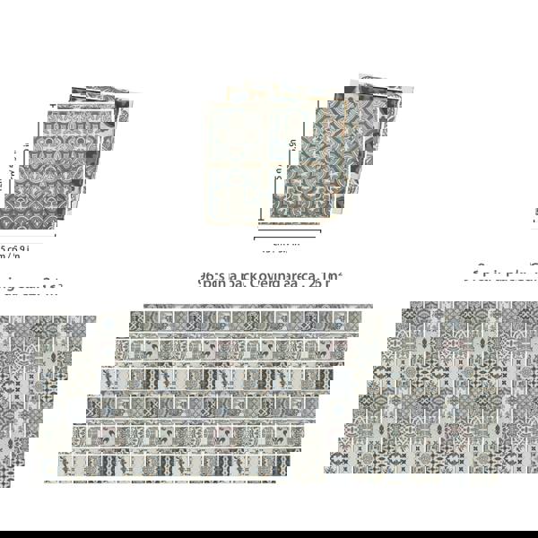 WT1586 - Vintage Blue Wall Tile Sticker Set - 15 x 15 cm (6 x 6 in) - 24 pcs