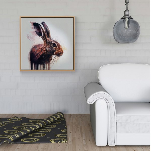 Warren Reed Hare Face Splash Art Framed Canvas