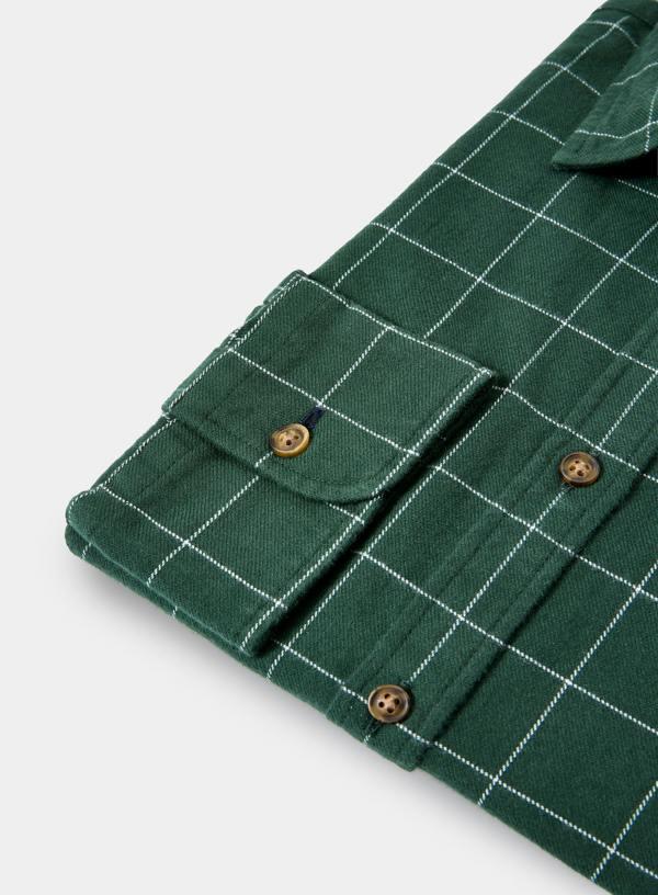 The Oxford Shirt Company Classic Flannel Shirt - Green and White Check