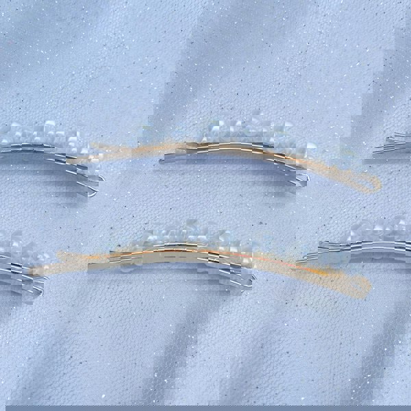 pearl hair grips gold hair slides