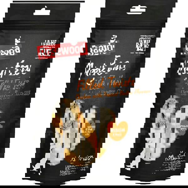 Rosewood Magic Bone Filled Twists Medium Dog Treat With Chicken, Peanut Butter Flavour 195g