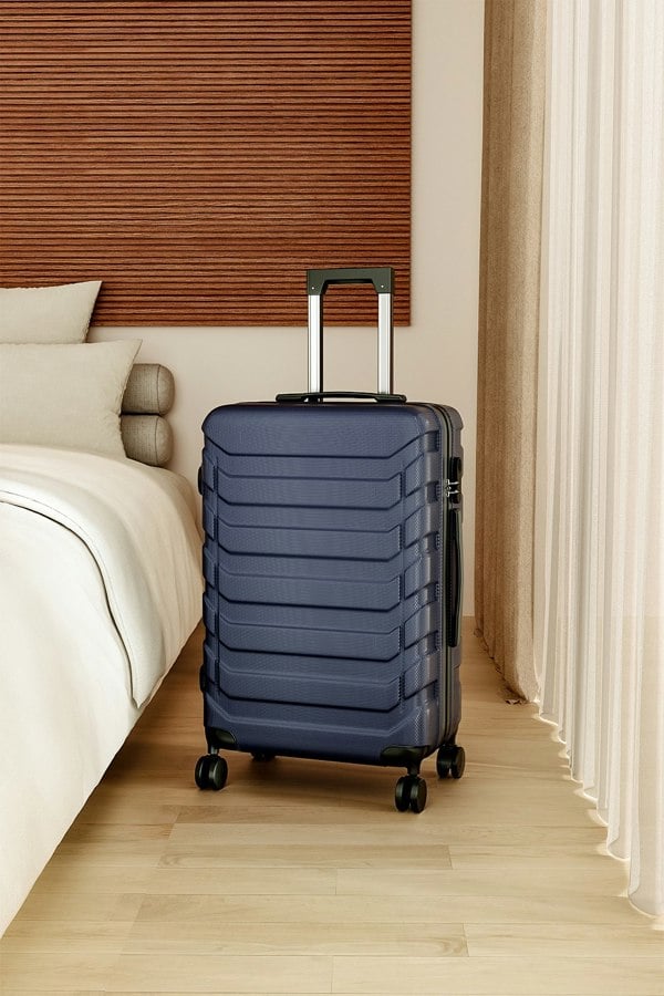 Living and Home Rolling Hardshell Luggage Travel Suitcase, 20" Blue