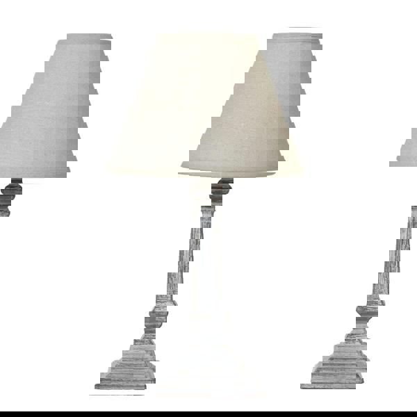 Hill Interiors Capsa Column Table Lamp (UK Plug) - Grey - 