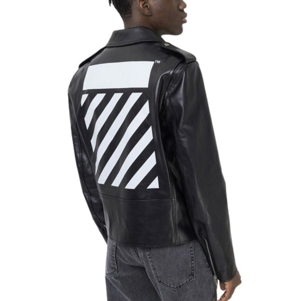 Off-White Diag Tab Biker Leather Jacket S