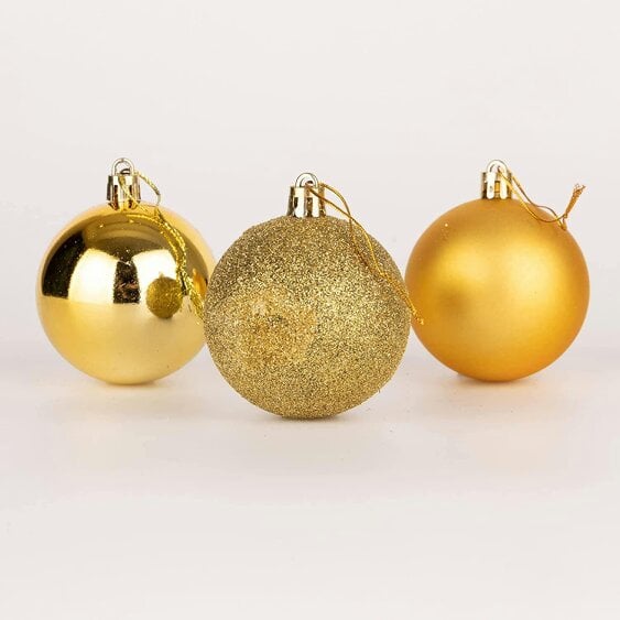 Shatchi Shatterproof Gold Christmas Bauble Set in 6 Piece and 18 Piece Pack Sizes, 60mm Decorations