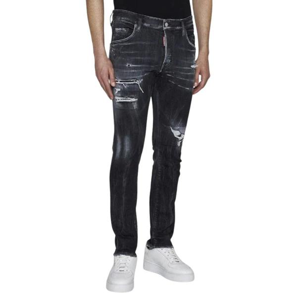 DSQUARED2 Skater Jean Destroyed Reinforced Denim Black Jeans W30