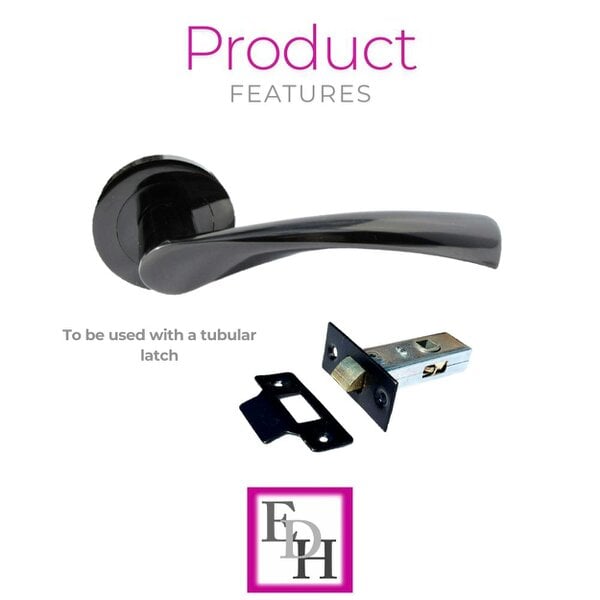 EDH Door Hardware MODERN BLACK Nickel TWIST DOOR HANDLES On Round Rose Door Handle Astrid