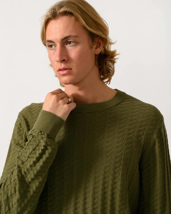 HUGO Simond Mens Crew Neck Jumper - Open Green 389