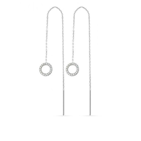 Spero London Circle Round Drop Earrings Sterling Silver - Pair