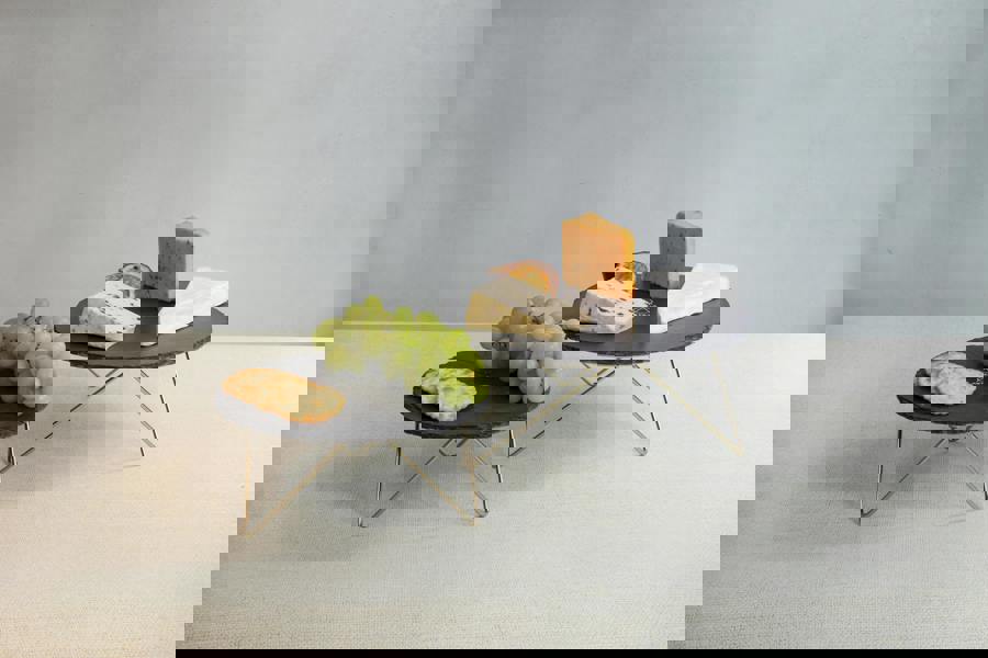 Artesà Tiered Serving Stand, 2 Slate Platters with Raised Metal Legs