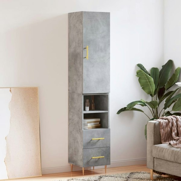 Berkfield Highboard Concrete Grey 34.5x34x180 cm Engineered Wood