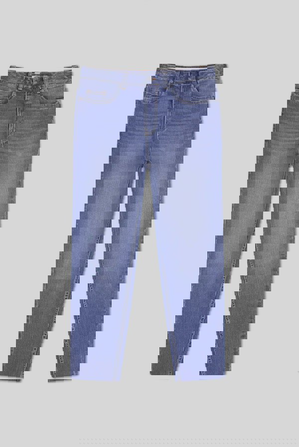 ENORSIA Womens Blue Mom Fit Raw Edge Jeans