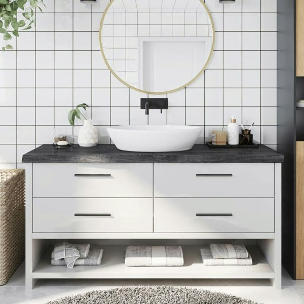 Berkfield Bathroom Countertop Dark Grey 160x60x6 cm Treated Solid Wood
