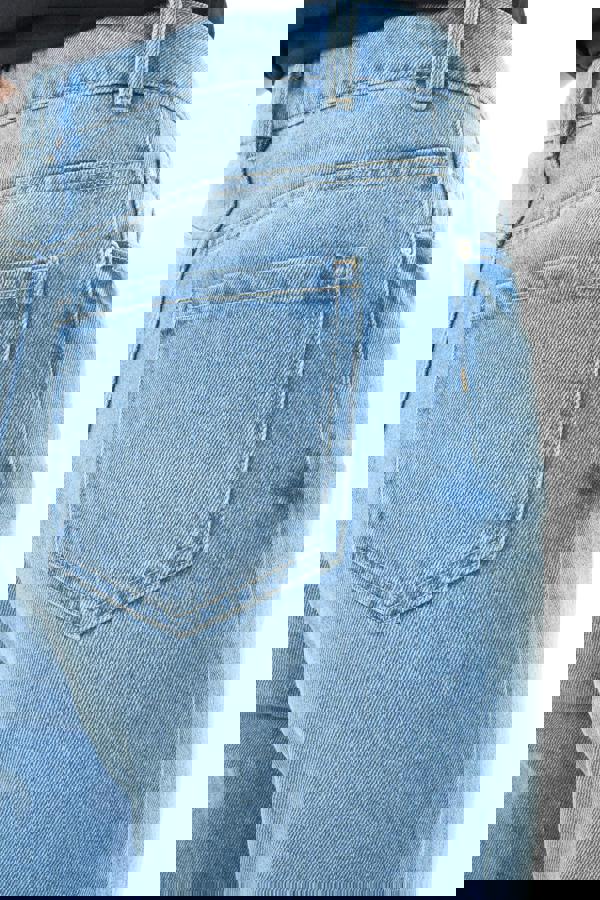 Smart Living Women’s High Rise Cotton Mom Jeans with Pockets – Casual Fit - Mid Blue