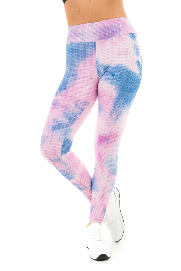 Smart Living Women's High Rise Tie Dye Honeycomb Waffle Leggings - Pink