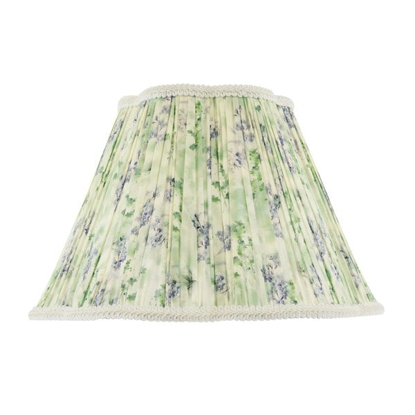 Green and Blue Floral Victorian Scallop Shade with Embroidered Trims Image 1