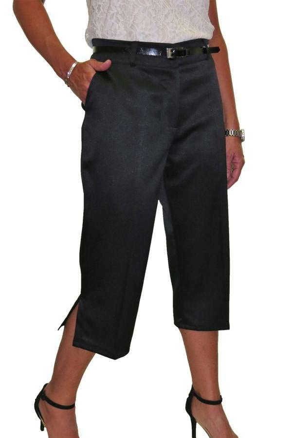 Paulo Due Women's Matt Satin Cropped Trousers Black