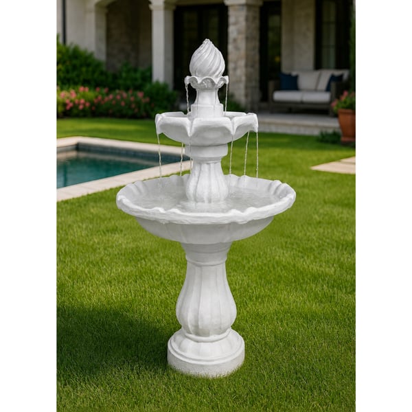 Homeology Aruna Elegant 3-Tier Outdoor Water Fountain Self-Contained Stunning Garden Feature with Cascading Waterfall